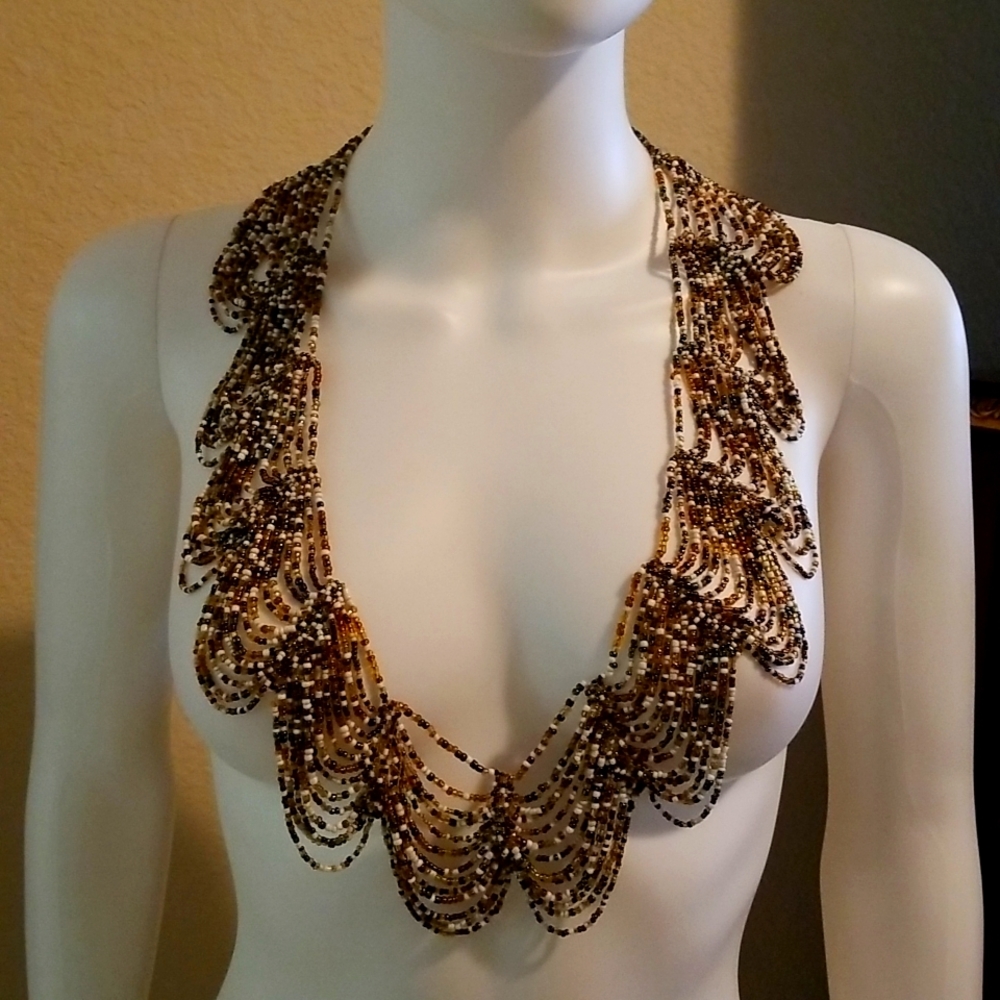 80's beaded statement necklace